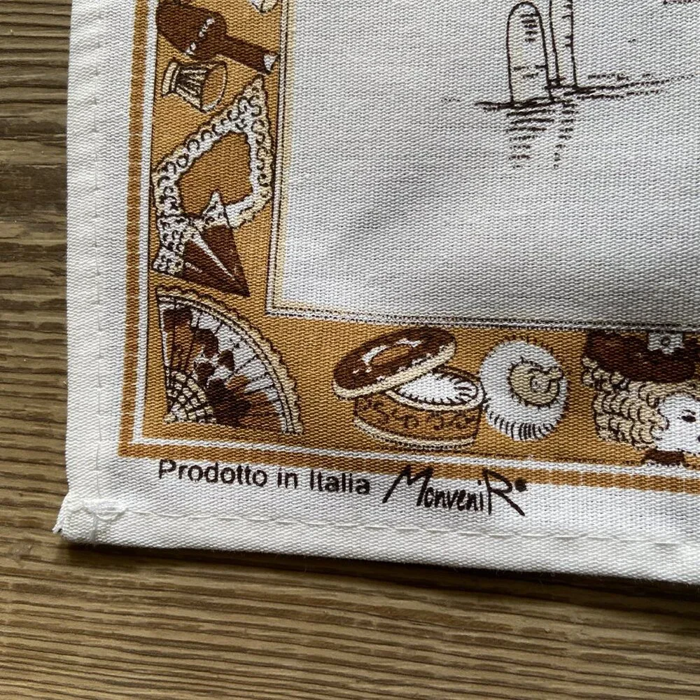 Vintage VENEZIA Venice Italy Monvenir Large Landmark Tea Towel Made In Italia